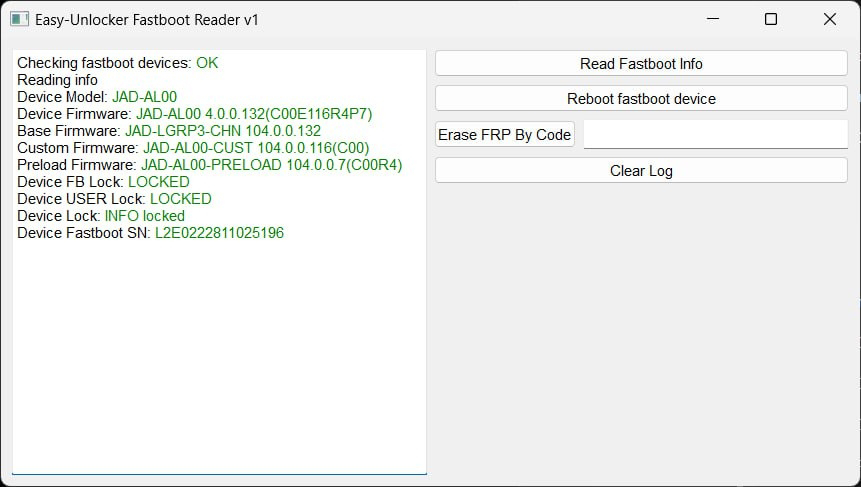 Easy-Unlocker Fastboot Reader + Frp key Tool v1.0